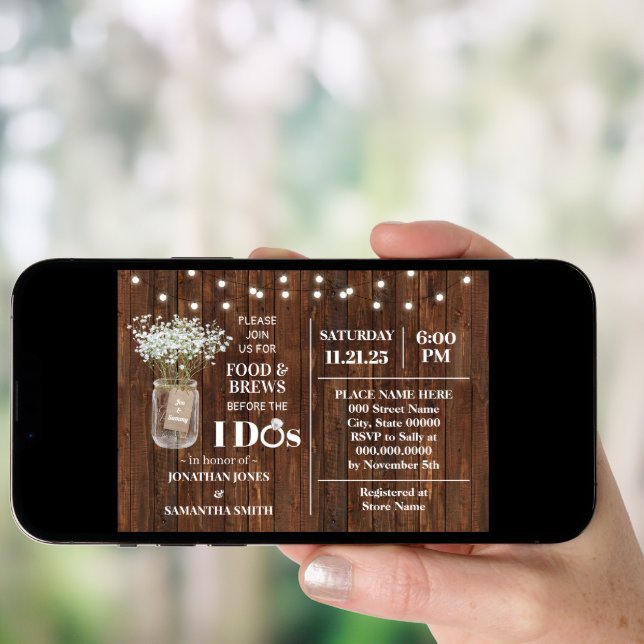 Baby Breath's Food & Brews Before I do Shower Invitation (Front Digital)