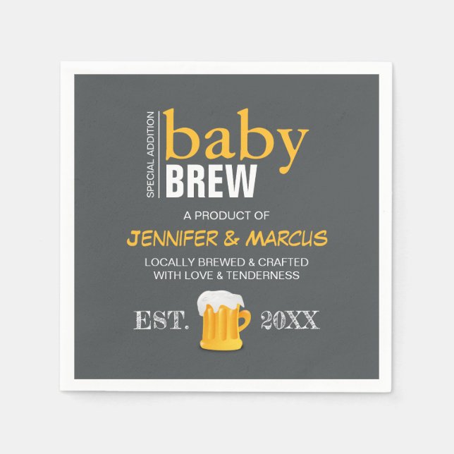 Baby Brew Couple's Beer Baby Shower Napkins (Front)
