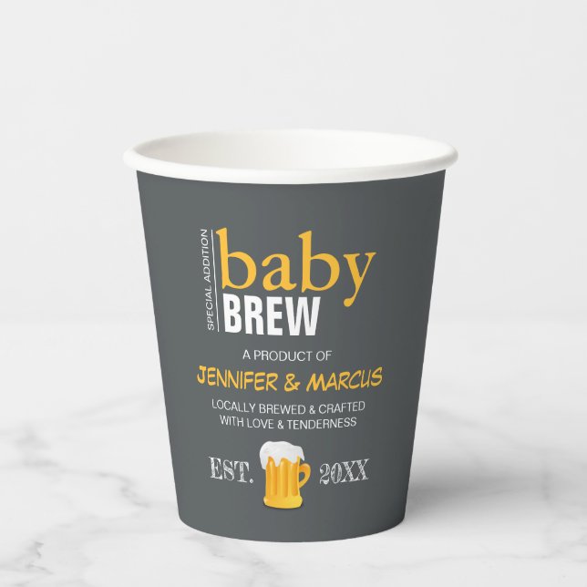Baby Brew Couple's Beer Baby Shower Paper Cups (Front)