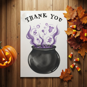 Baby Brew Witch Cauldron Halloween Baby Shower Letterpress Thank You Card