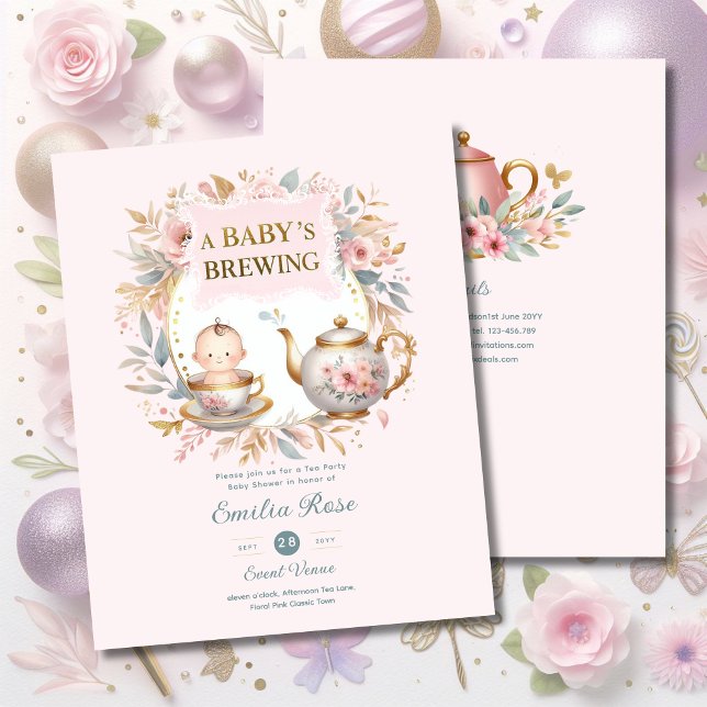 Baby Brewing Baby Shower Announcement Tea Party  (Creator Uploaded)