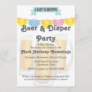 Baby Brewing Beer & Diaper Baby Shower Invitation