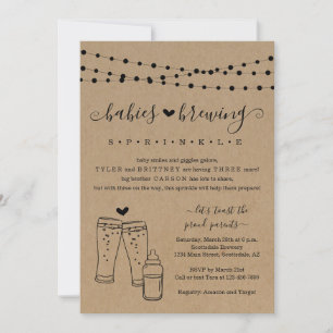 Baby Brewing Beer Sprinkle - Twin Triplet Multiple Invitation