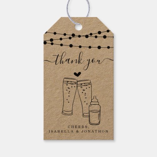 Baby Brewing Beer Toast Thank You _ Rustic Kraft Gift Tags