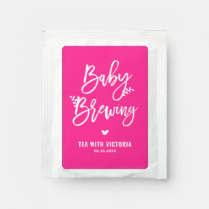 Baby Brewing Calligraphy Hot Pink Baby Shower Tea Bag Drink Mix