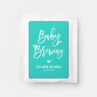 Baby Brewing Calligraphy Turquoise Baby Shower