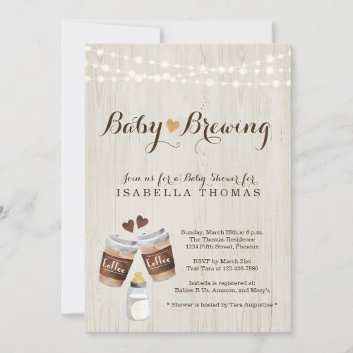 Baby Brewing Coffee Baby Shower Invitation