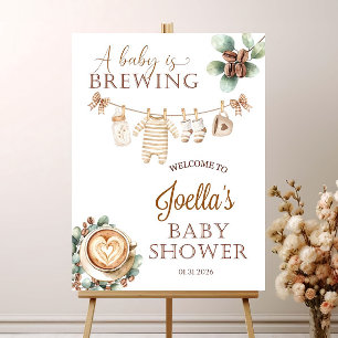 Baby Brewing Coffee Baby Shower Welcome sign 