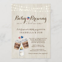 Baby Brewing Coffee Gender Reveal Party Invitation