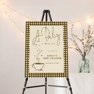 Baby Brewing Coffee Gingham Welcome Baby Shower  Foam Board