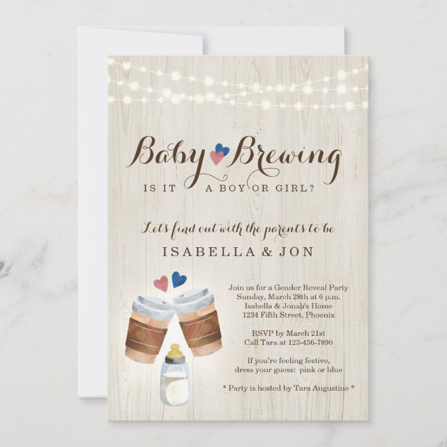 Baby Brewing Coffee or Tea Gender Reveal Party Inv Invitation (Front)