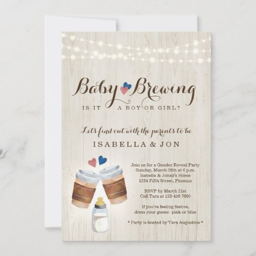 Baby Brewing Coffee or Tea Gender Reveal Party Inv Invitation