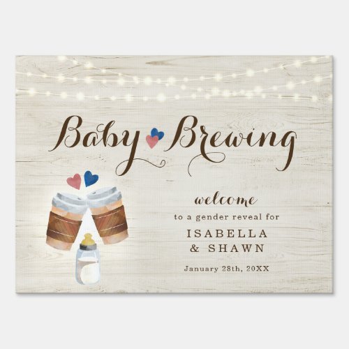 Baby Brewing Coffee or Tea Gender Reveal Welcome Sign