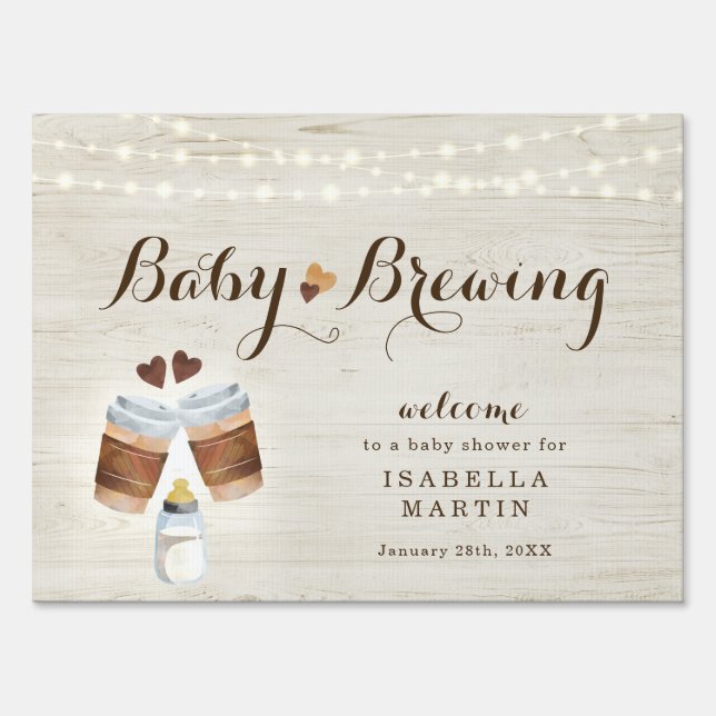Baby Brewing Coffee or Tea Shower Welcome Sign (Front)