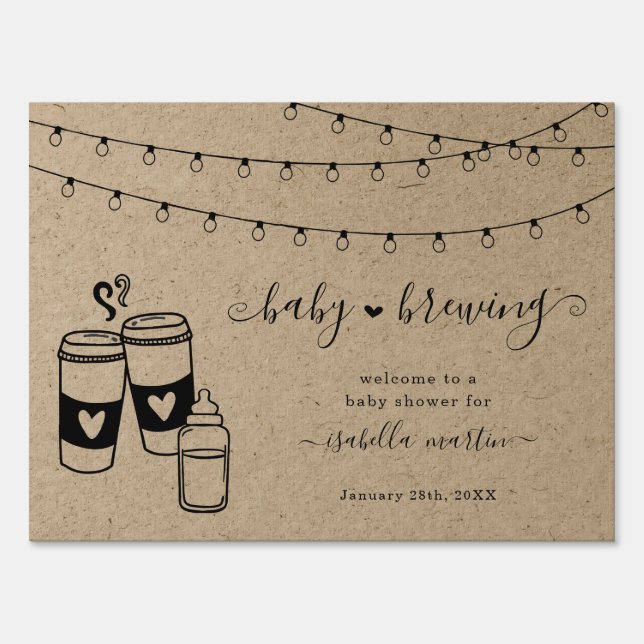 Baby Brewing Coffee or Tea Shower Welcome Sign (Front)