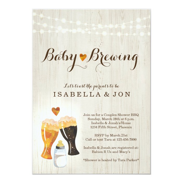 baby brewing couple's baby shower invitation  zazzle