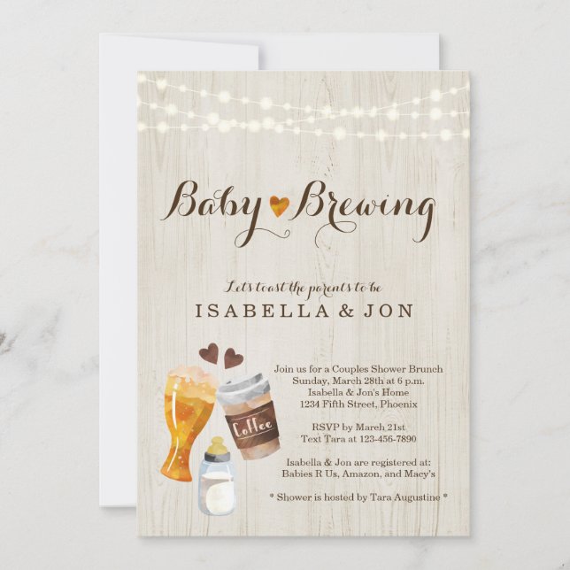 Baby Brewing Couple's Baby Shower Invitation (Front)