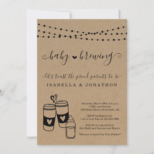 Baby Brewing Couple's Gender Neutral Baby Shower Invitation (Front)