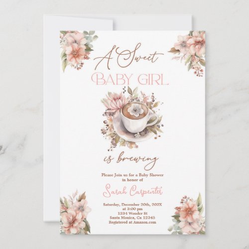 Baby Brewing Girl Baby Shower invitation