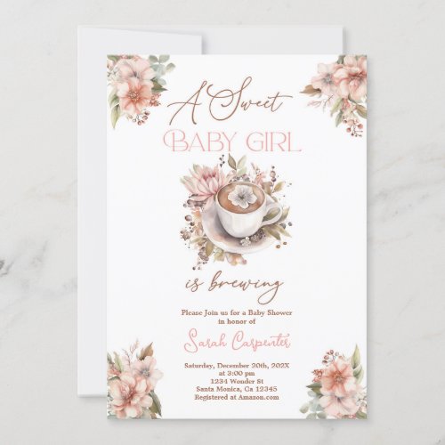 Baby Brewing Girl Baby Shower invitation