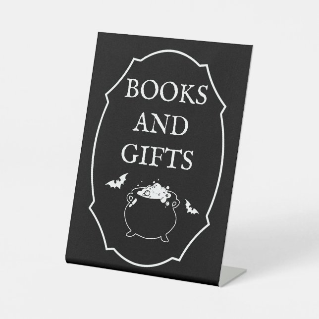 Baby Brewing Halloween Baby Shower Books & Gifts  Pedestal Sign (Front)