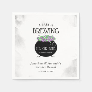 Baby Brewing Halloween Gender Reveal Napkins