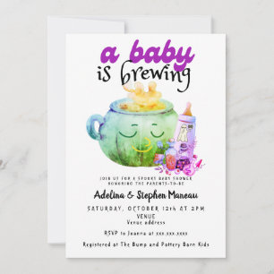 Baby Brewing Halloween Witch Cauldron Baby Shower Invitation