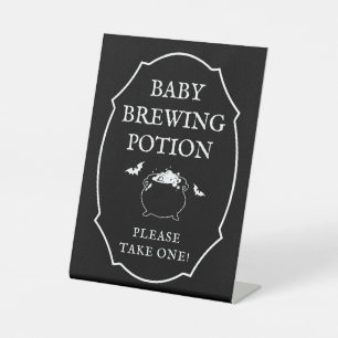 Baby Brewing Potion Halloween Baby Shower Favor Pedestal Sign