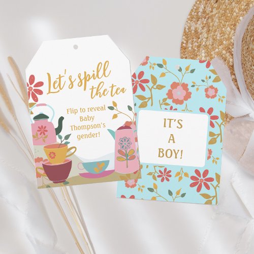 Baby Brewing Tea Boy Gender Reveal Card
