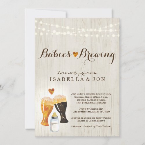 Baby Brewing Twins Couples Baby Shower Invitation
