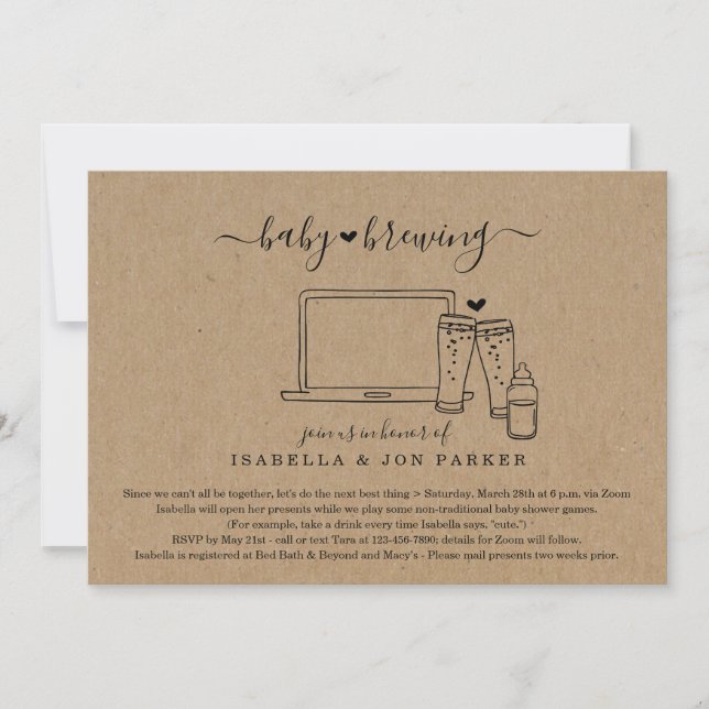 Baby Brewing Virtual Baby Shower Invitation (Front)