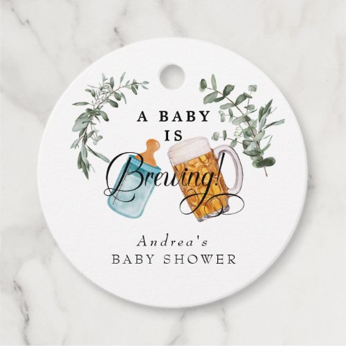 Baby Brewing  Watercolor Baby Shower  Favor Tags