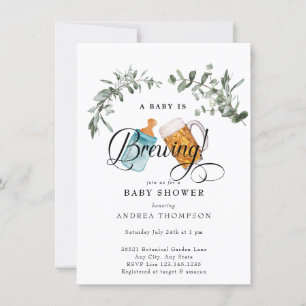 Baby Brewing Watercolor Baby Shower Invitation