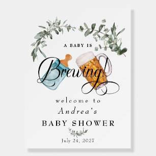 Baby Brewing   Watercolor Baby Shower Welcome  Foam Board