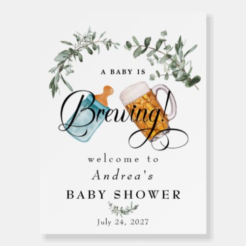 Baby Brewing  Watercolor Baby Shower Welcome  Foam Board