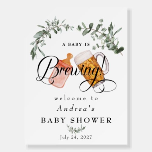 Baby Brewing  Watercolor Baby Shower Welcome  Foam Board