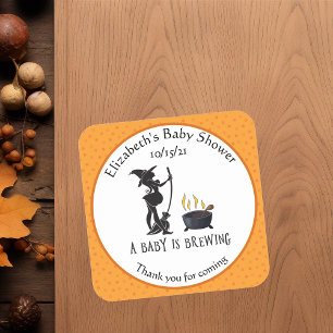 Baby Brewing Witch Shower Thank you Halloween Square Sticker