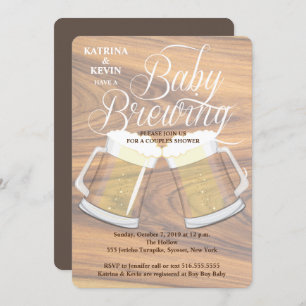 Baby Brewing Wood Rustic Beer Mug Baby Shower Invitation