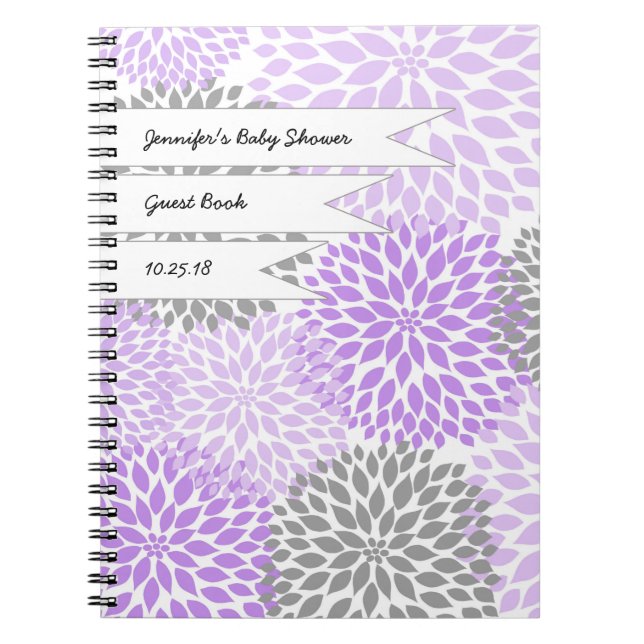 Baby Bridal Shower Guest Book lavender gray (Front)