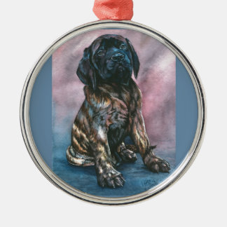 Baby Brindle Mastiff Metal Ornament