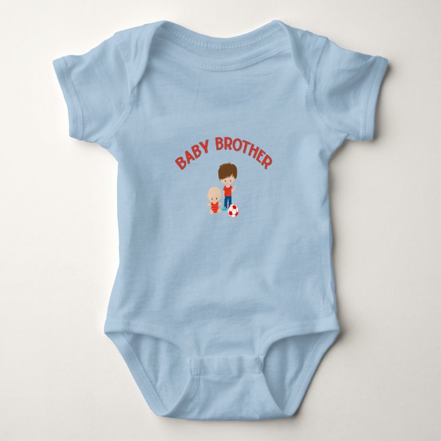 Baby Brother with Big Brother Soccer Ball Baby Bodysuit (Front)