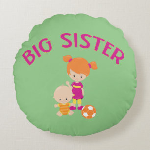 Baby Brother with Big Sister Round Pillow
