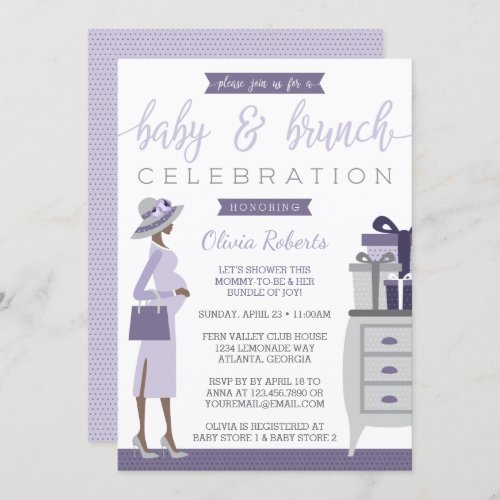 Baby  Bruch Baby Shower Invitation Purple Gray Invitation