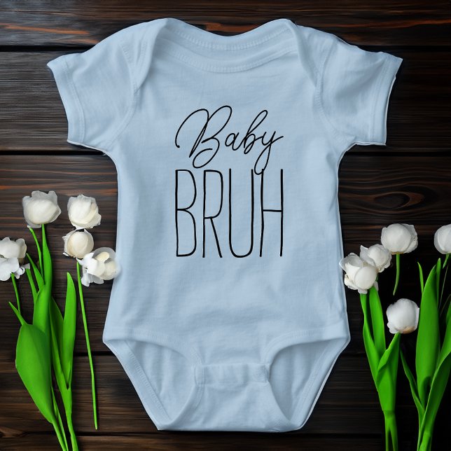 Baby Bruh Funny Little Brother Quote Bodysuit (baby bruh funny baby boy outfit baby shower)