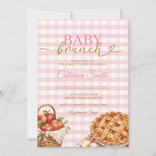 Baby Brunch Apple Pie Baby Shower Gingham Invitation