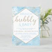 Baby Brunch Blue Marble Baby Shower Invitation (Standing Front)