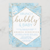 Baby Brunch Blue Marble Baby Shower Invitation (Front/Back)