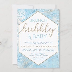 Baby Brunch Blue Marble Baby Shower Invitation