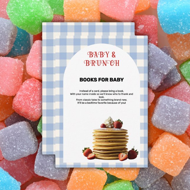 Baby & Brunch Blue Strawberry Pancakes Baby Shower Enclosure Card (Creator Uploaded)