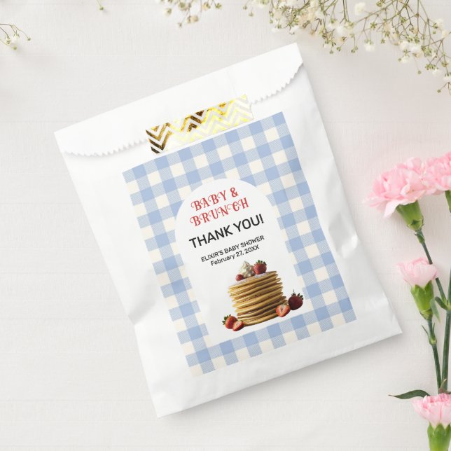 Baby & Brunch Blue Strawberry Pancakes Baby Shower Favor Bag (Sealed)